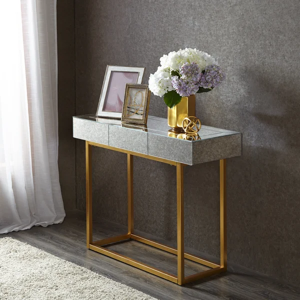 Madison Park Glam Willa Mirror/ Gold Console Table