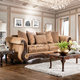 Ersa Traditional Wood Trim Chenille Fabric Gold/Bronze Sofa by Furniture of America