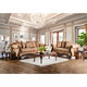 Ersa Traditional Wood Trim Chenille Fabric Gold/Bronze Sofa by Furniture of America