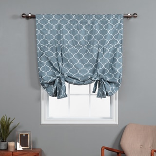 Aurora Home Quatrefoil Faux Silk 63-inch Tie-up Shade With Blackout Lining Curtain Panel