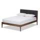 Mid-Century Fabric and Wood Platform Bed by Baxton Studio - Thumbnail 2