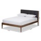 Mid-Century Fabric and Wood Platform Bed by Baxton Studio - Thumbnail 14