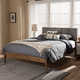 Mid-Century Fabric and Wood Platform Bed by Baxton Studio - Thumbnail 1