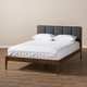 Mid-Century Fabric and Wood Platform Bed by Baxton Studio - Thumbnail 7