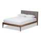 Mid-Century Fabric and Wood Platform Bed by Baxton Studio - Thumbnail 8