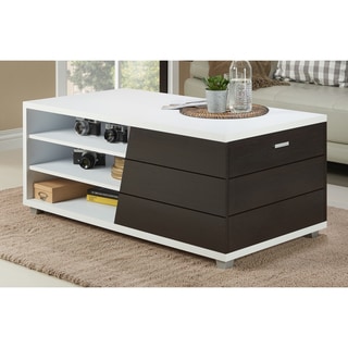 Furniture of America Sorenson Contemporary Two-Tone Multi-Shelf White/Espresso Coffee Table