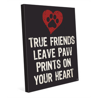 'Paw Print Friends - Red Heart' Canvas Wall Art