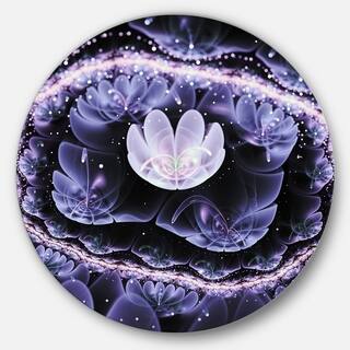 Designart 'Shiny Fractal Flower with Bokeh Effect' Floral Round Wall Art