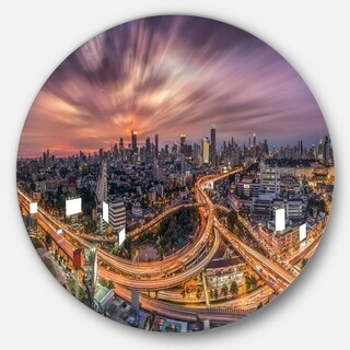 Designart 'Bangkok S Shaped Express Way' Cityscape Circle Wall Art