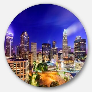Designart 'Charlotte North Carolina Cityscape' Cityscape Disc Metal Artwork