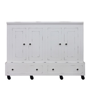 Queen Size Mobile Murphy Bed in Antique White