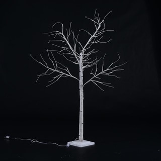 HomCom White LED Light Up 4-foot Birch Tree Holiday Decor
