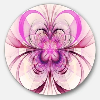 Designart 'Purple Fractal Flower Pattern' Floral Digital Art Circle Wall Art