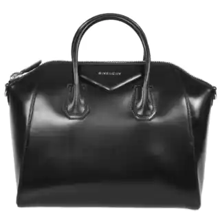 Givenchy Antigona Black Leather Medium Satchel Handbag with Detachable Shoulder Strap
