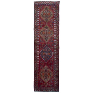 FineRugCollection Handmade Hamadan Beige Wool Oriental Runner (3'9 x 13'11)