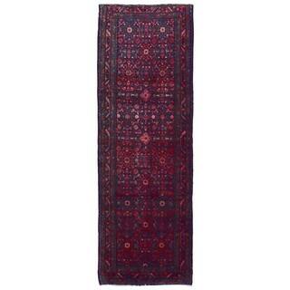 FineRugCollection Hand Made Hamadan Black Wool Oriental Rug (3'7 x 10'9)