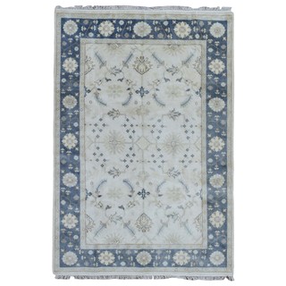 Fine Rug Collection Hand-knotted Oushak Blue Wool Oriental Rug (6'1 x 8'9)
