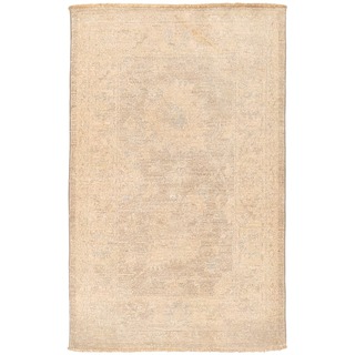 Herat Oriental Afghan Hand-knotted White Wash Oushak Wool Rug (2'1 x 3'5)