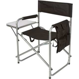 Trademark Innovations Folding Director's Chair with Aluminum Side Table, Storage Bag and Steel Tubing