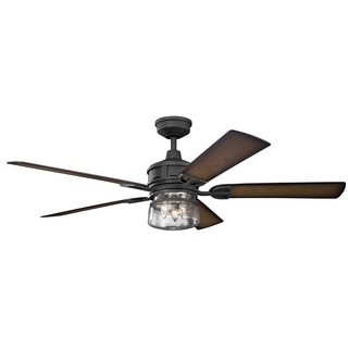 Kichler Lighting Lyndon Patio Collection 60-inch Distressed Black Ceiling Fan w/Light