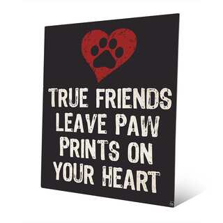 'Paw Print Friends with Red Heart' Metal Wall Art