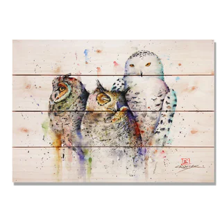 Sig Series Owl Trio 20x14 Indoor/Outdoor Full Color Cedar Wall Art