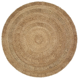 L and R Home Natural Grey Jute Round Indoor Area Rug (4' x 4')