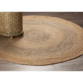 L and R Home Grey Natural Jute Round Indoor Area Rug ( 4' x 4' )