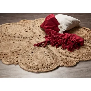 L and R Home Natural Jute Round Indoor Area Rug (4' x 4')