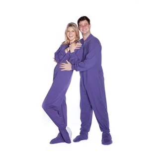 Big Feet Pajamas Unisex Purple Cotton Jersey Knit Adult Footed One-piecePajamas