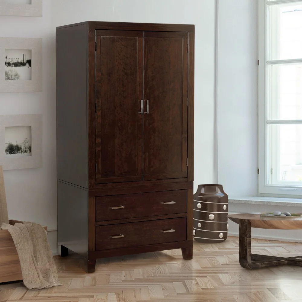 Furniture of America Kema Modern Espresso Solid Wood 2-drawer Armoire