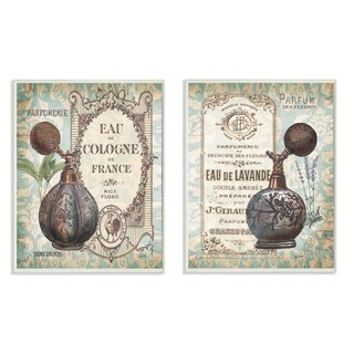 'Cologne et Lavande Vintage Damask' 2-piece Wall Plaque Art Set