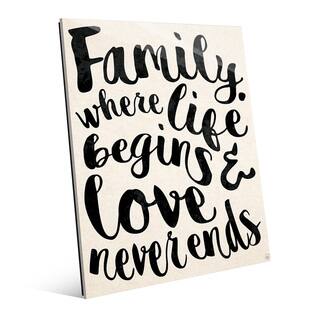 'Family Life Begins, Never Ends' Wall Art on Glass