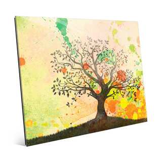 'Chartreuse Willow Silhouette' Wall Art on Glass