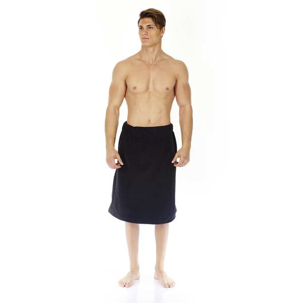 Men's Turkish Velour Cotton Soft Touch Striped Fleece Spa Bath Towel Wrap