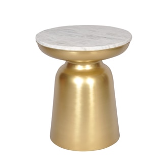 Contemporary Luxe Brass Mable top Accent Table
