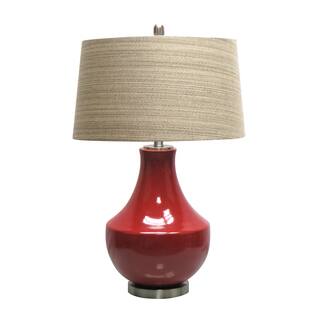 28.5-inch Red Ceramic Table Lamp