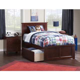 Atlantic Madison Walnut Twin XL Bed with Matching Footboard and 2 Urban Bed Drawers