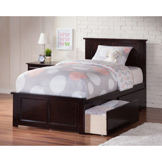 Atlantic Madison Espresso Twin XL Bed with Matching Footboard and 2 Urban Bed Drawers