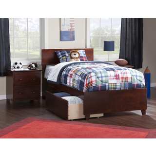 Atlantic Orlando Walnut Twin XL Bed with Matching Footboard and 2 Urban Bed Drawers