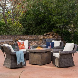 Arlington Outdoor 5-piece Gas Firepit Seating Set by Christopher Knight Home