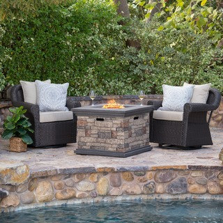 Ariel Outdoor 3-piece Gas Firepit Seating Set by Christopher Knight Home