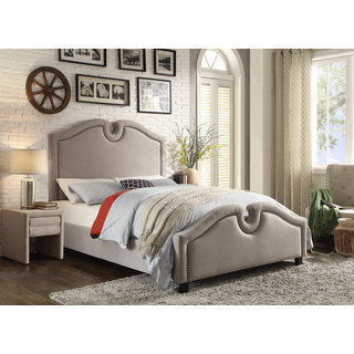DG Casa Prescott Grey Wood and Fabric Queen Bed