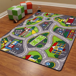 Paradise Street Map Grey color area rug (5'x7')