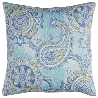 Rizzy Home Blue Paisley Polyester Decorative Throw Pillow