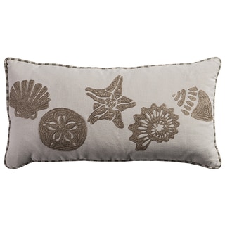 Rizzy Home Cotton Conch, Sand Dollar, and Starfish Embroidered Throw Pillow