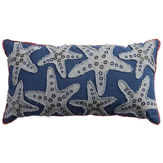 Rizzy Home Starfish with Brads Applied 11-inch x 21-inch Cotton Decorative Filled Throw Pillow