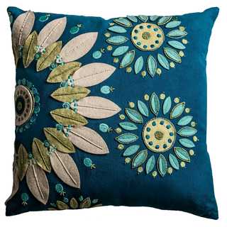 Rizzy Home Cotton 18-inch x 18-inch Floral Decorative Filled Throw Pillow