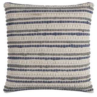 Rizzy Home Striped Textured Blue Cotton 20-inch Square Throw Pillow
