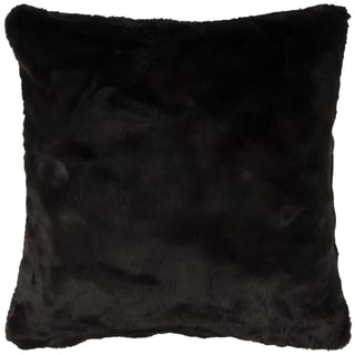 Rizzy Home Solid Black Faux Fur Square Decorative Throw Pillow